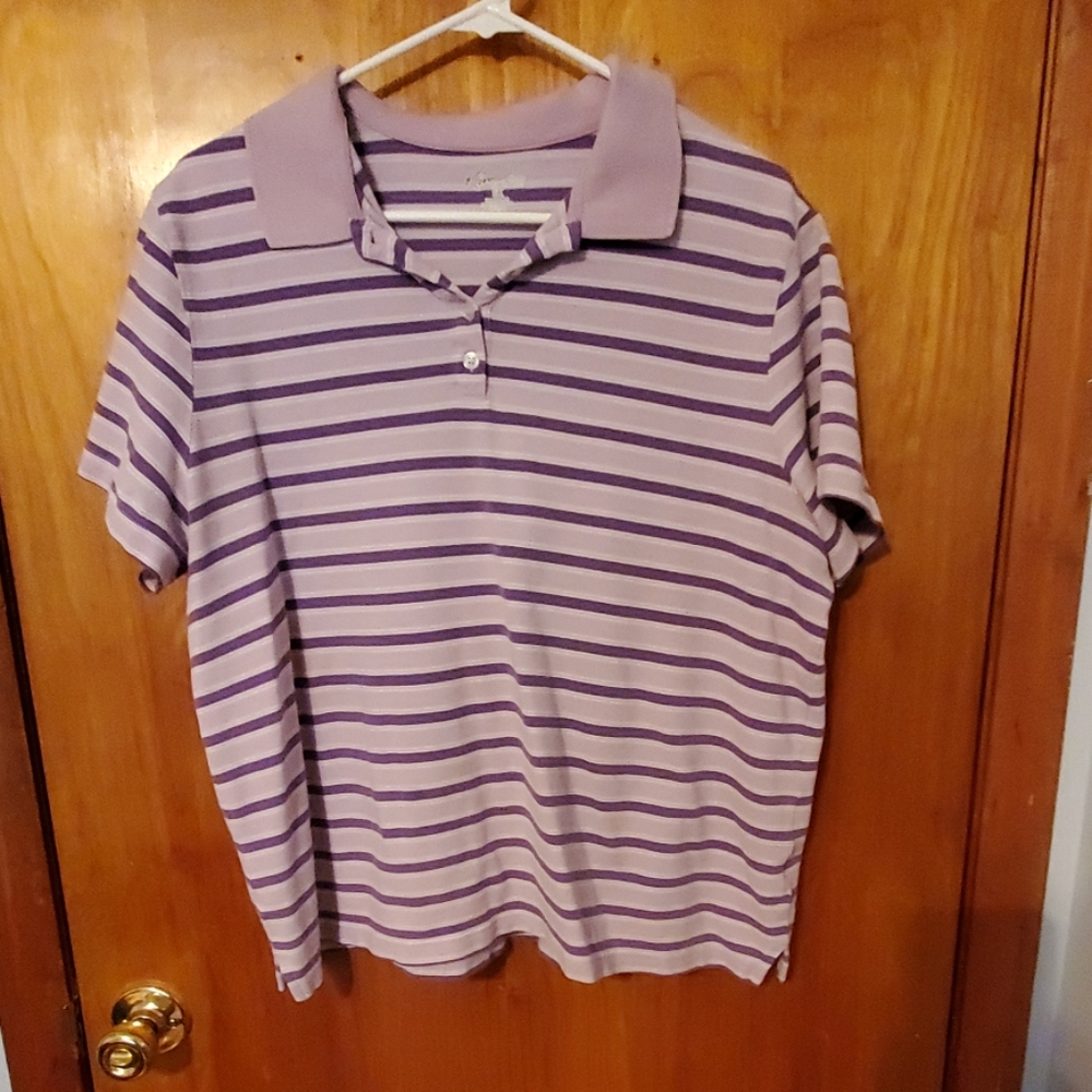 Womens Purple Striped Polo Size 1X